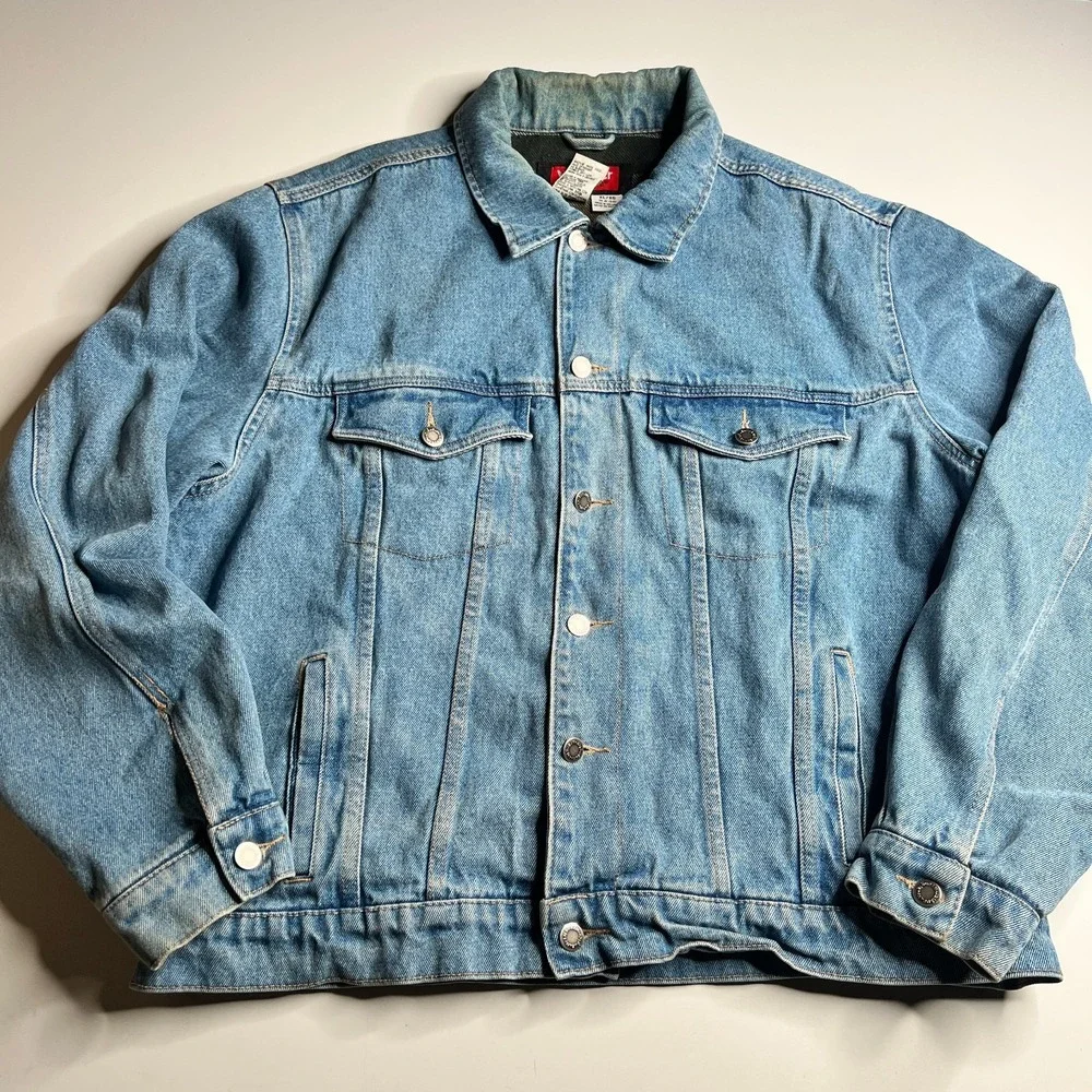 Vintage Wrangler Hero Denim Jacket XL Mens Trucker Blanket Lined Blue USA Style